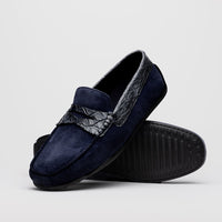 Zelli Italia 31-160-NVY MONZA Sueded Calfskin with Crocodile Driver, Navy