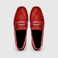 Zelli Italia 31-160-RED MONZA Sueded Calfskin with Crocodile Driver, Red