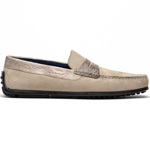 Zelli Italia 31-160-SND MONZA Sueded Calfskin with Crocodile Driver Sand
