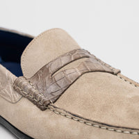 Zelli Italia 31-160-SND MONZA Sueded Calfskin with Crocodile Driver Sand