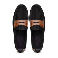 Zelli Italia 36-300-BLK MONZA Sueded Italian Calfskin Driver Black / Chestnut