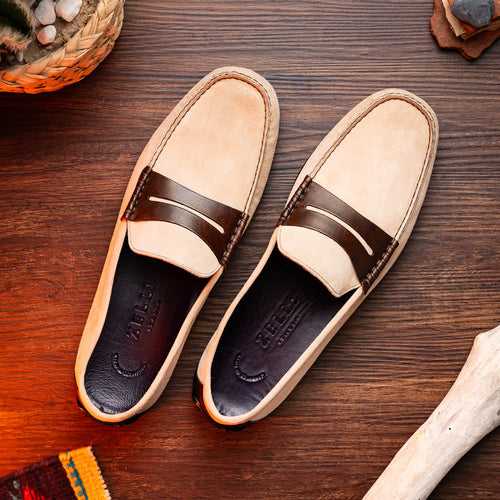 Zelli Italia 36-300-BON MONZA Sueded Italian Calfskin Driver Bone / Chestnut