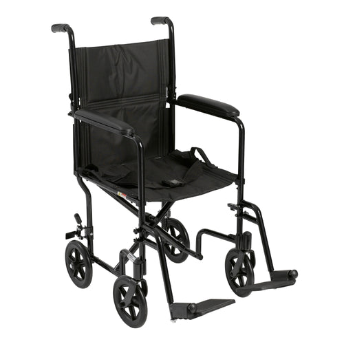 Lightweight Transport Wheelchair, 17" Seat, Black RIO Medical Supplies