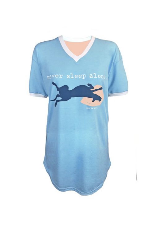 Dog is Good Dog is Good Sleep Shirt: Never Sleep Alone (Light Blue)