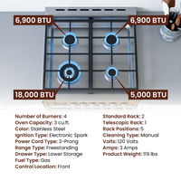 Rangaire 24" Gas Range Convection Oven Freestanding Stainless Steel RRG241TS Rangaire Appliances