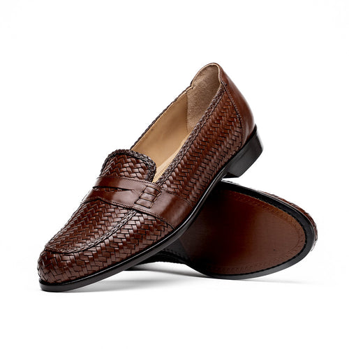Zelli Italia 15-585-BRN NICOLA Italian Calfskin Basketweave, Dark Brown