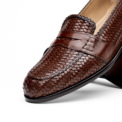 Zelli Italia 15-585-BRN NICOLA Italian Calfskin Basketweave, Dark Brown