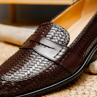 Zelli Italia 15-585-BRN NICOLA Italian Calfskin Basketweave, Dark Brown