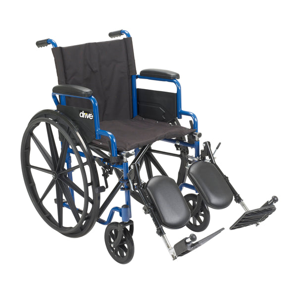 Blue Streak Wheelchair with Flip Back Desk Arms, Elevating Leg Rests, 16" Seat RIO Medical Supplies