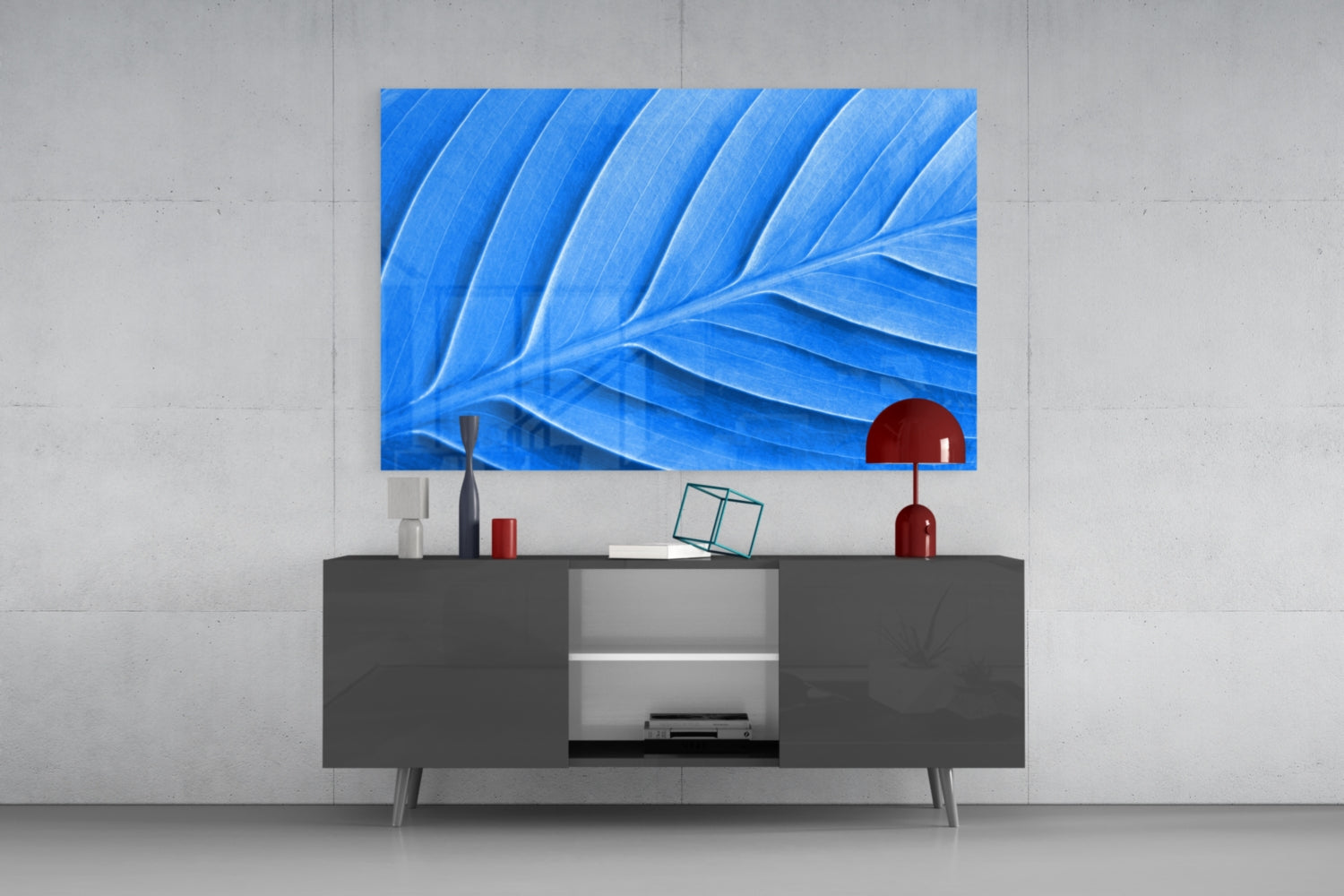 Insigneart USA Insigneart USA Blue Leaf Glass Wall Art