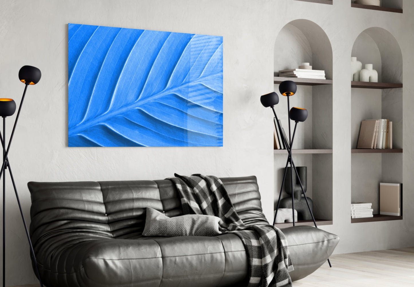 Insigneart USA Insigneart USA Blue Leaf Glass Wall Art