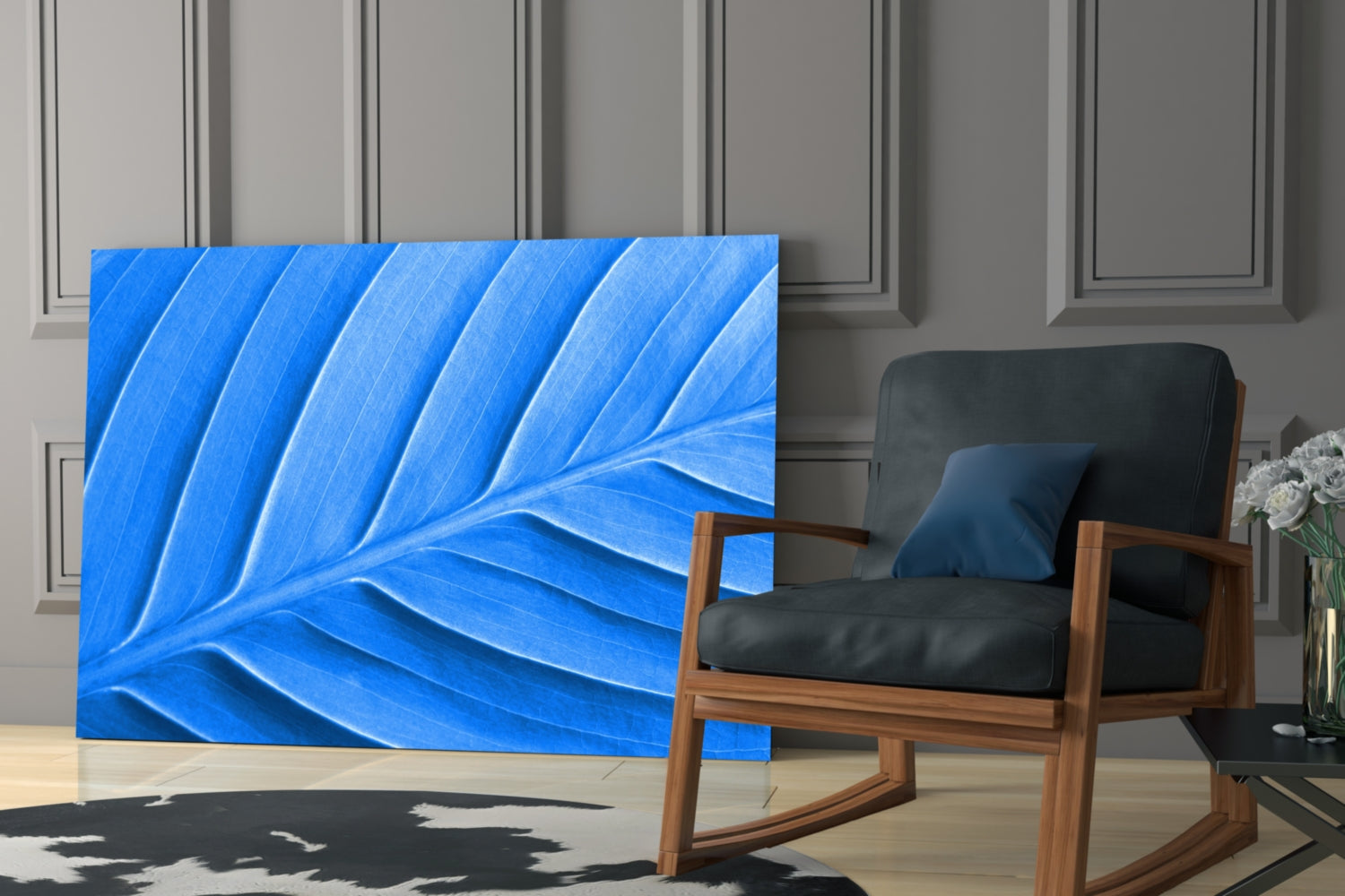 Insigneart USA Insigneart USA Blue Leaf Glass Wall Art