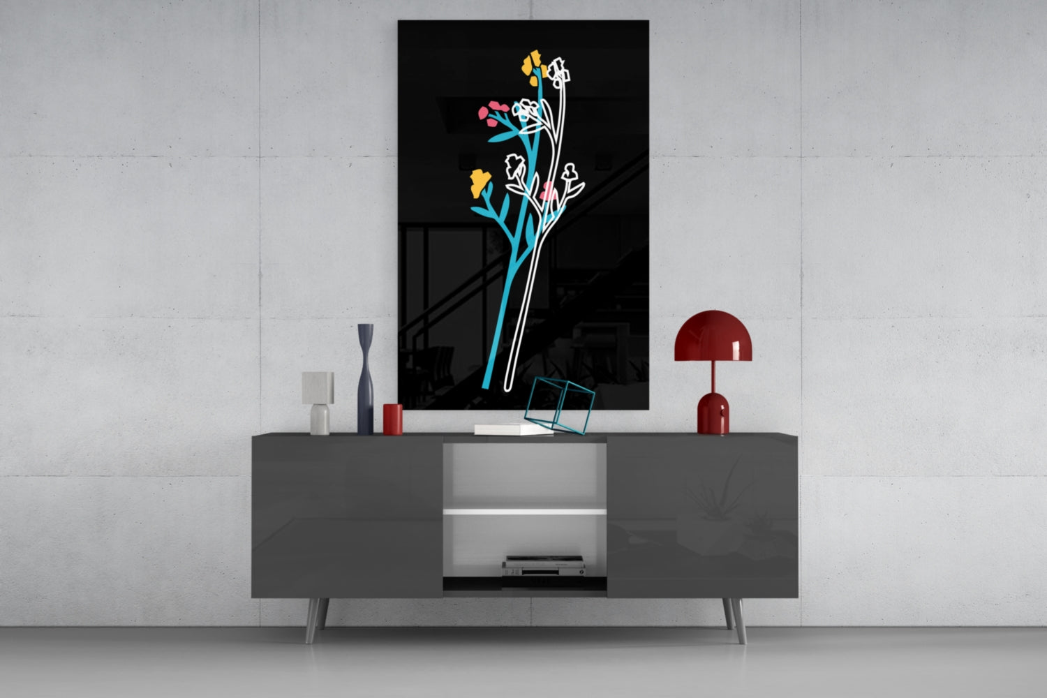 Insigneart USA Insigneart USA Abstract Colorful Flowers Glass Wall Art
