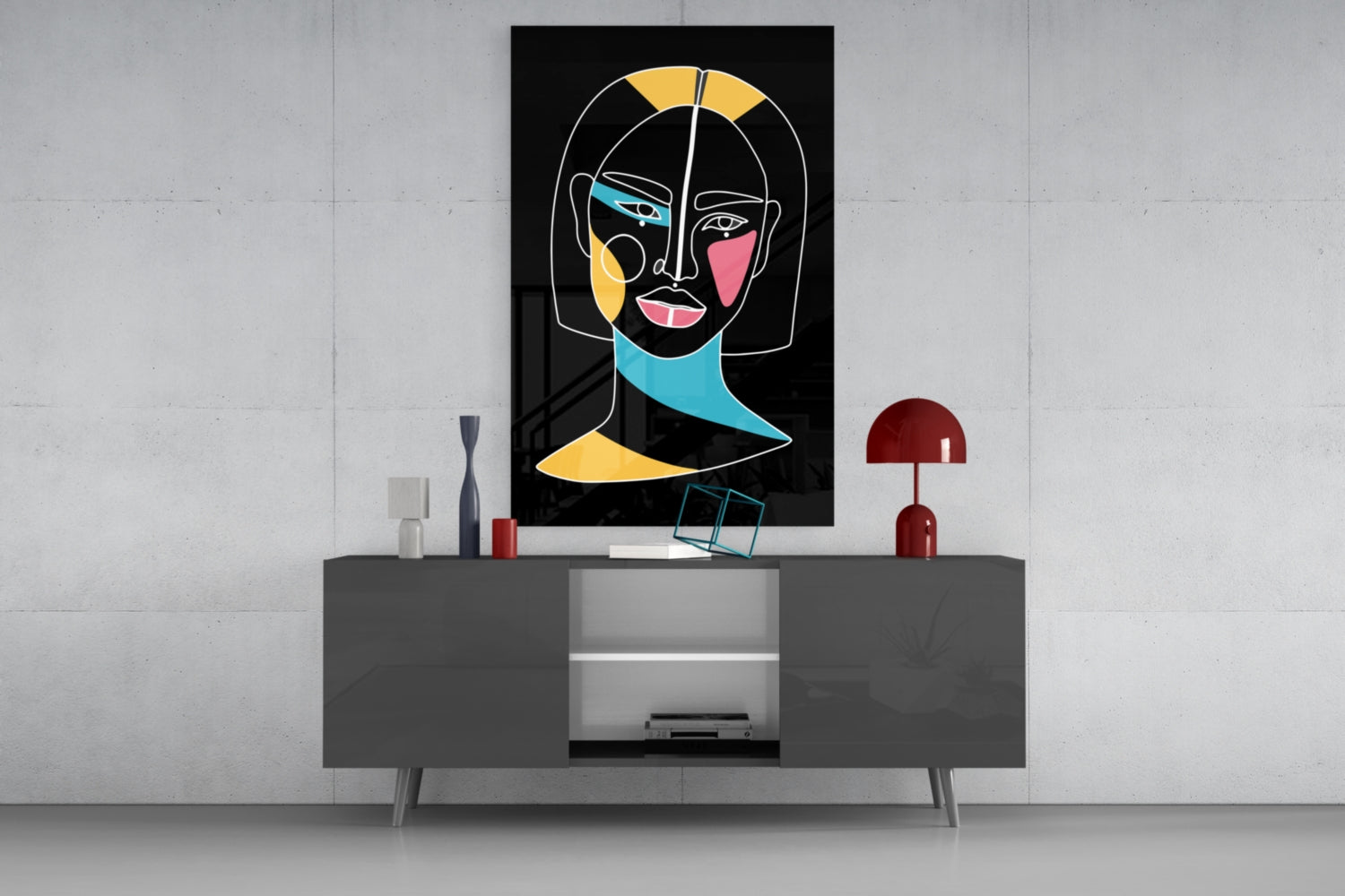 Insigneart USA Insigneart USA Abstract Colorful Portrait Glass Wall Art