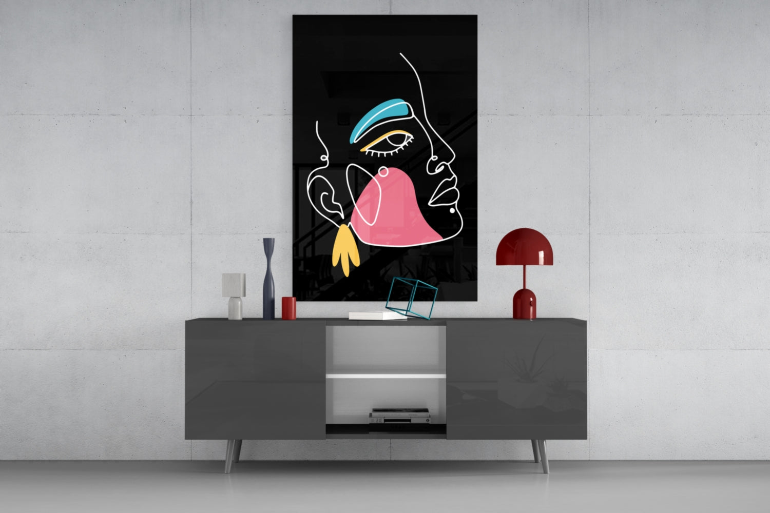 Insigneart USA Insigneart USA Abstract Colorful Portrait Glass Wall Art