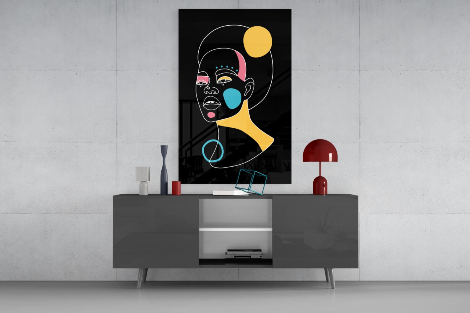 Insigneart USA Insigneart USA Abstract Colorful Portrait Glass Wall Art