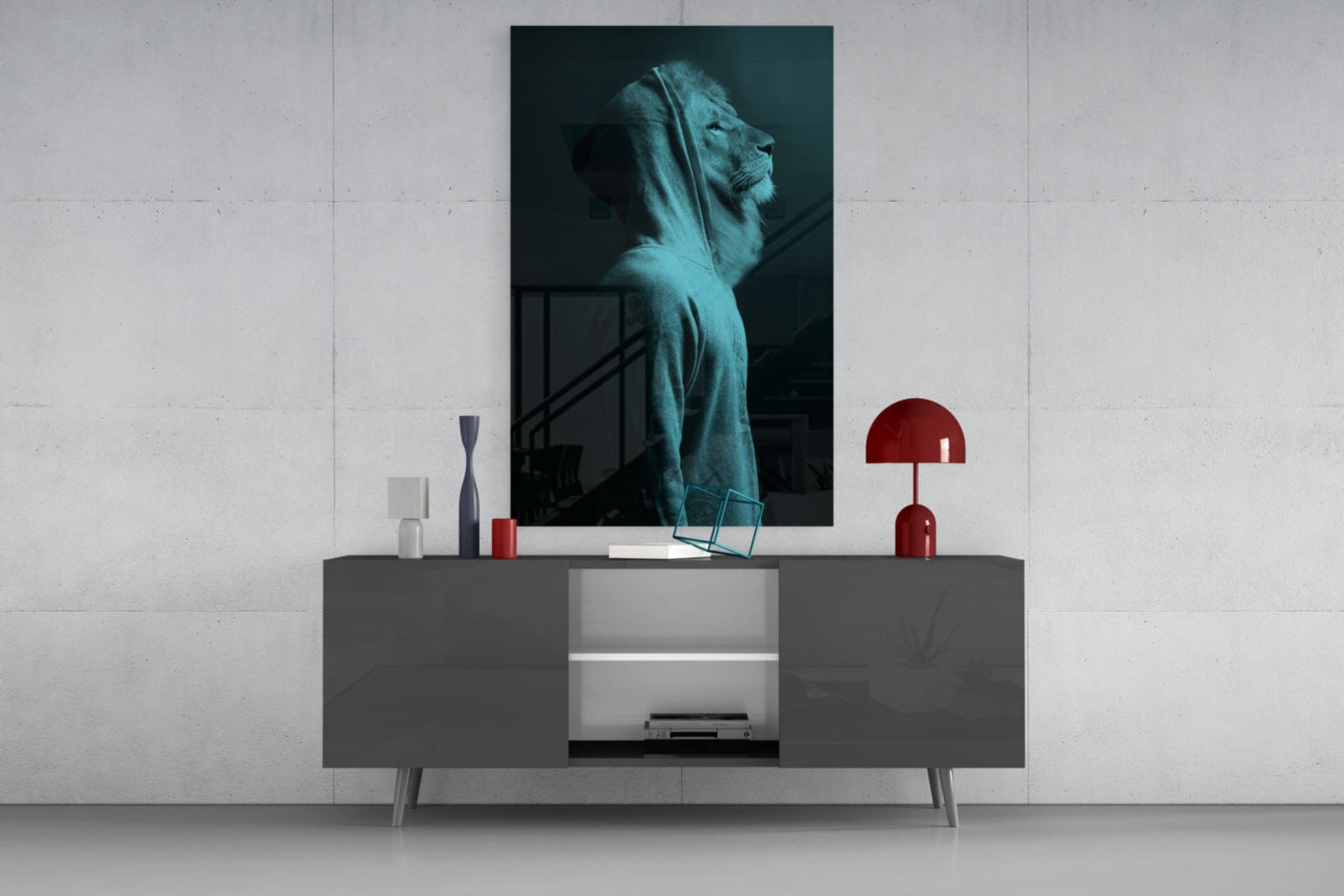 Insigneart USA Insigneart USA Blue Lion Head Glass Wall Art