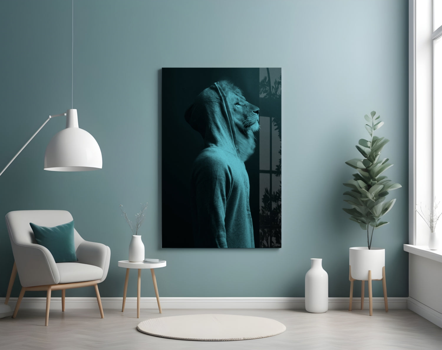 Insigneart USA Insigneart USA Blue Lion Head Glass Wall Art
