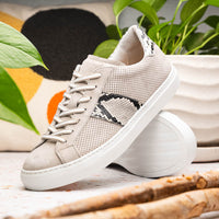 Zelli Italia 66-100-GRY OLYMPIAS Genuine Python and Italian Sueded Goatskin, Grey