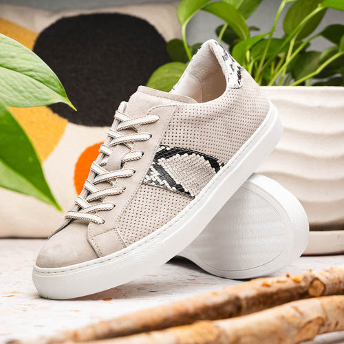 Zelli Italia 66-100-GRY OLYMPIAS Genuine Python and Italian Sueded Goatskin, Grey