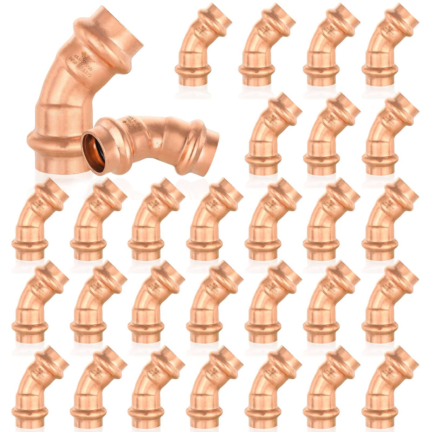 30 Pcs 1/2" Press Copper 45° Elbow (Lead Free)