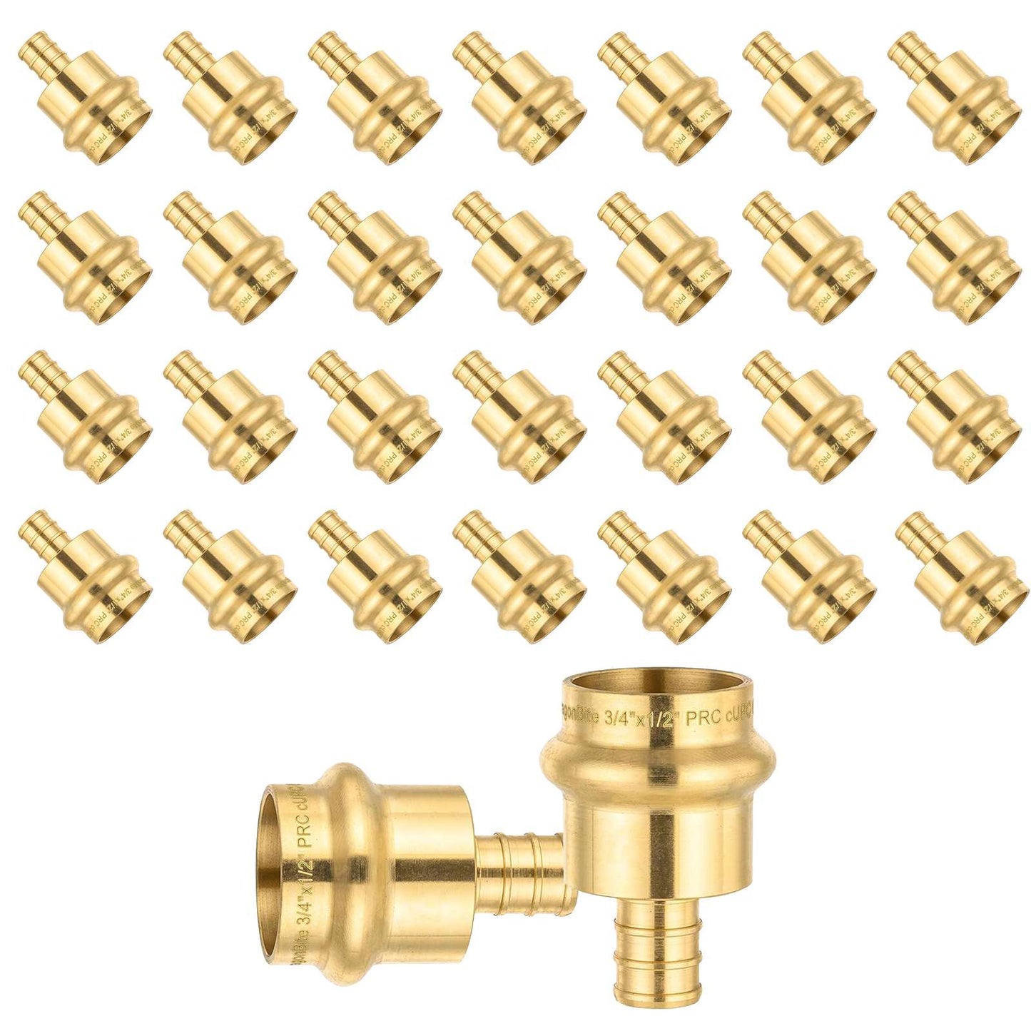 30 Pcs 1" Press x 3/4" PEX Crimp Brass Adapter (Lead Free)