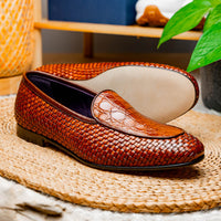 Zelli Italia 11-620-CGN PALIO Genuine Crocodile and Calfskin Basketweave Slip On,