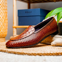 Zelli Italia 11-620-CGN PALIO Genuine Crocodile and Calfskin Basketweave Slip On,
