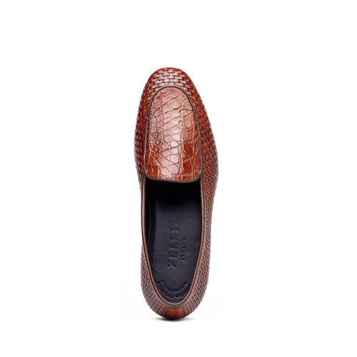 Zelli Italia 11-620-CGN PALIO Genuine Crocodile and Calfskin Basketweave Slip On,