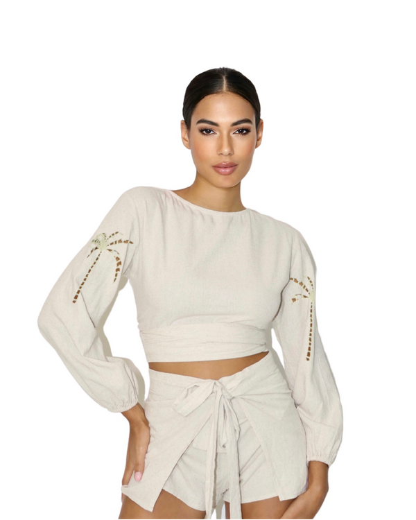 Palm Belle Blouse - Linen Baliawear
