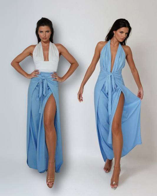 Baliawear Baliawear Pant to Jumpsuit - Blue Linen