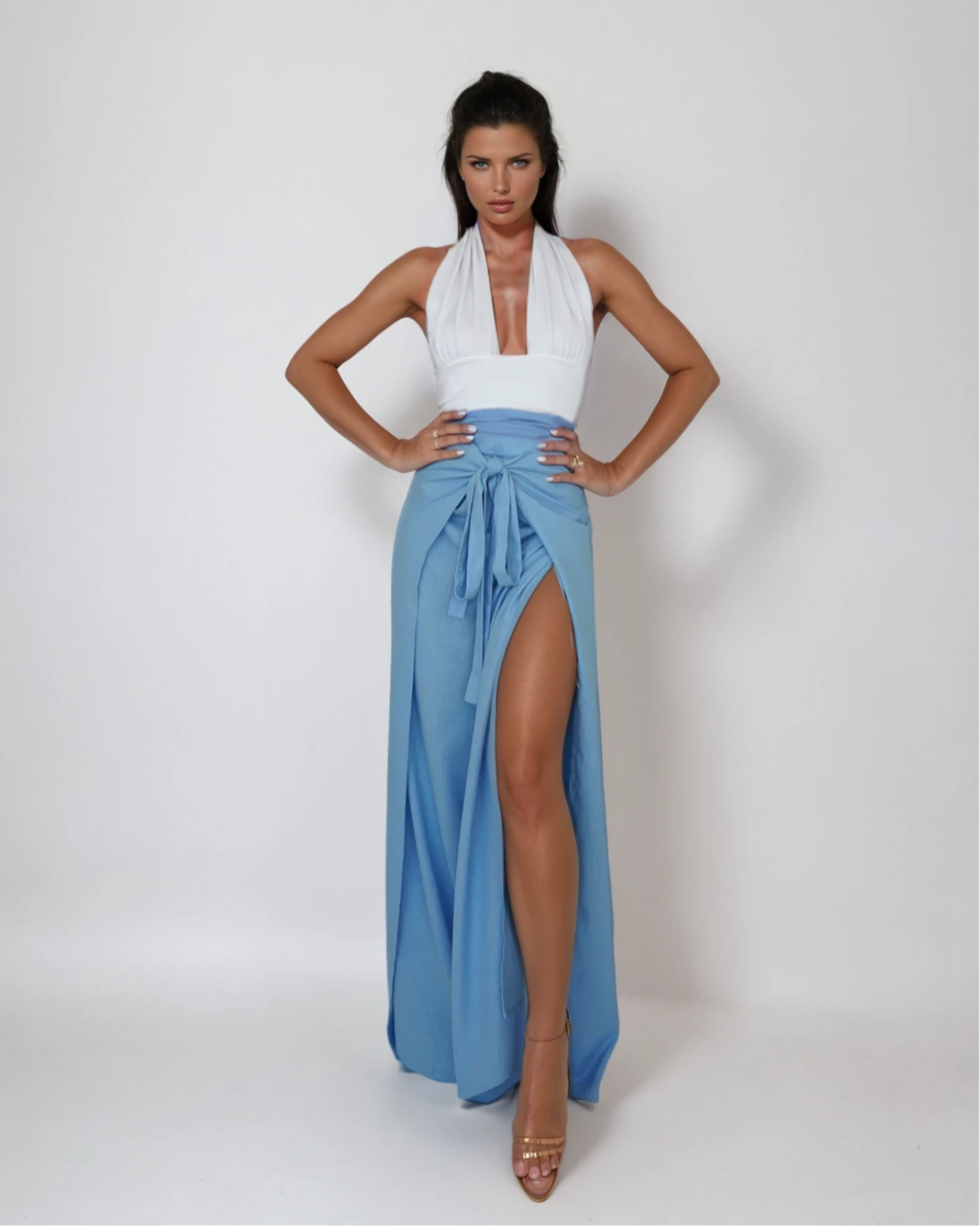 Baliawear Baliawear Pant to Jumpsuit - Blue Linen