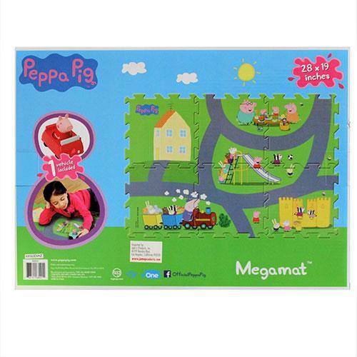 ToyShnip ToyShnip Peppa Pig - 6 Tiles 28 x 19 Inch Mega Floor Mat with Vehicle – EzBuyCo