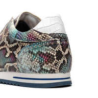 Zelli Italia 65-215-BLU PERI Python Embossed Italian Calfskin Sneakers, Marine Blue