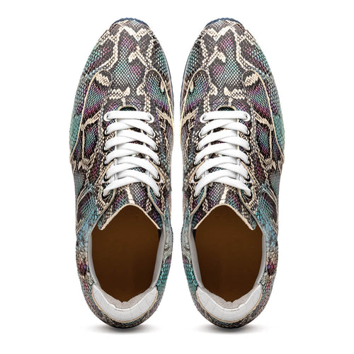 Zelli Italia 65-215-BLU PERI Python Embossed Italian Calfskin Sneakers, Marine Blue