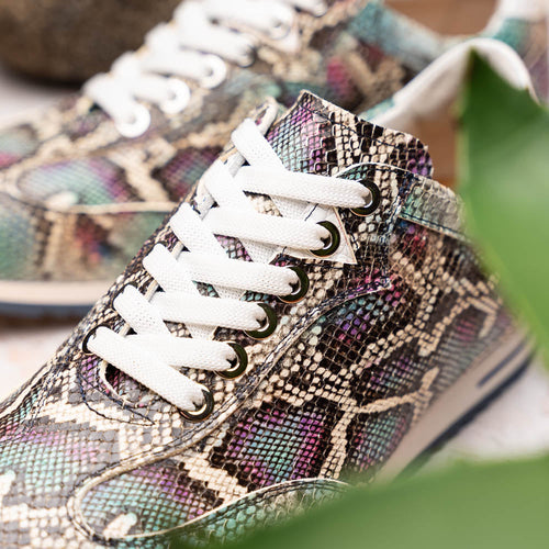 Zelli Italia 65-215-BLU PERI Python Embossed Italian Calfskin Sneakers, Marine Blue