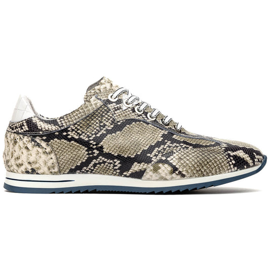 Zelli Italia 65-215-WHT PERI Python Embossed Italian Calfskin Sneakers Black /