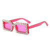 Retro Fashion Diamond Embedded Square Frame Sunglasses HTO Apparel