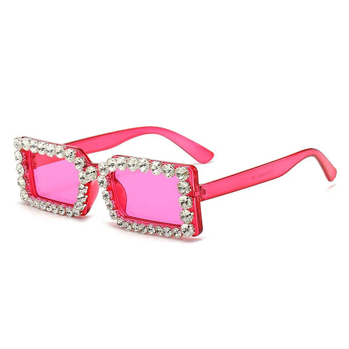 Retro Fashion Diamond Embedded Square Frame Sunglasses HTO Apparel
