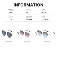 Heart-Shaped Half-Rim Metal Sunglasses HTO Apparel