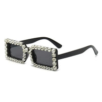 Retro Fashion Diamond Embedded Square Frame Sunglasses HTO Apparel