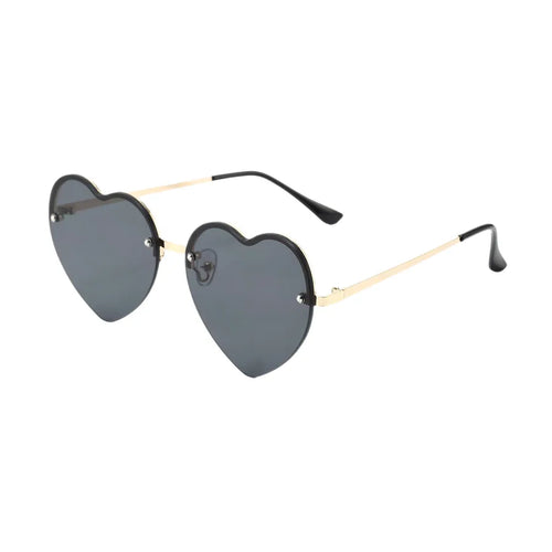 Heart-Shaped Half-Rim Metal Sunglasses HTO Apparel