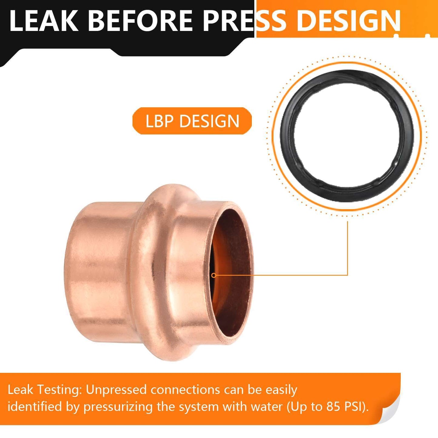 30 Pcs 1/2" Press Copper Cap (Lead Free)