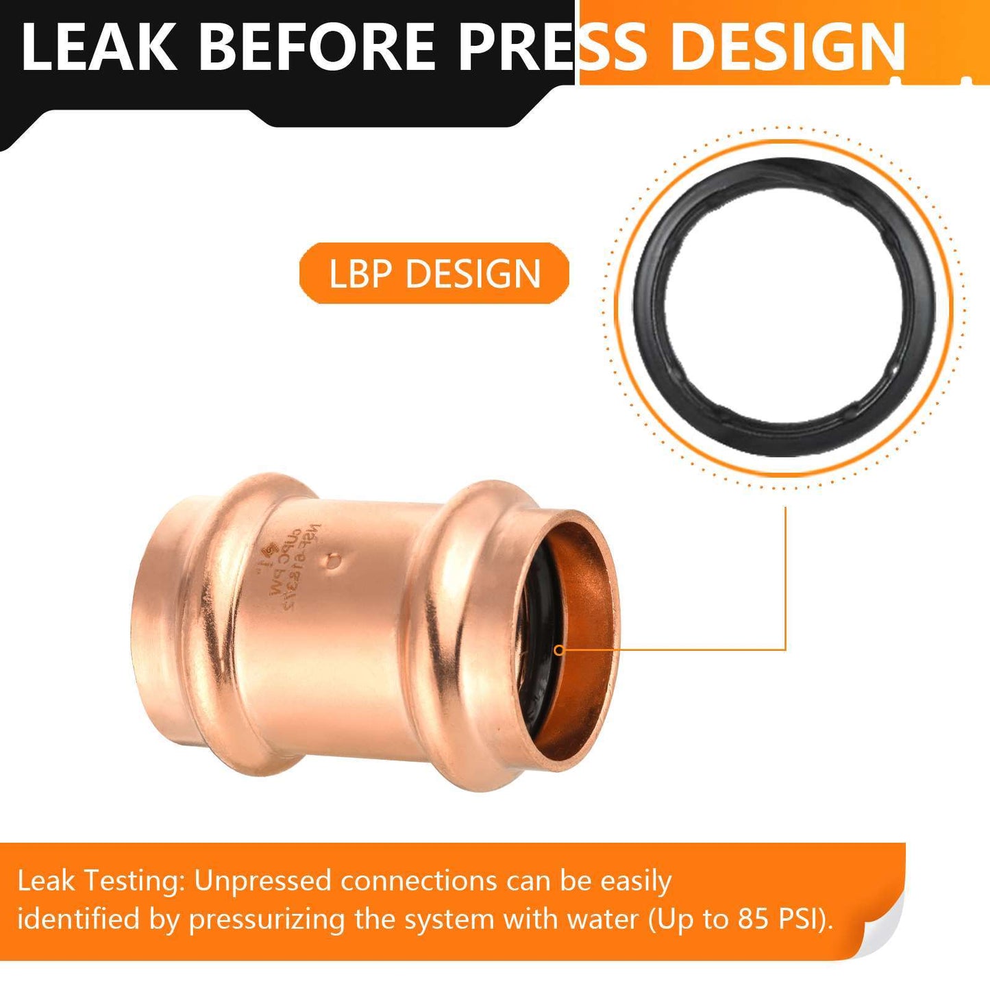 30 Pcs 1" Press Copper Coupling w/Stop (Lead Free)