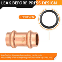 1/2" Press Copper Coupling w/Stop (Lead Free) Plumbingsell
