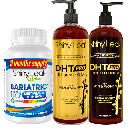 Shiny Leaf Bariatric Multivitamin with Iron With DHT Pro Shampoo and Conditioner