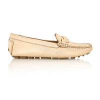 PIPER Leather Driving Loafer Gold Metallic Joan Oloff Shoes