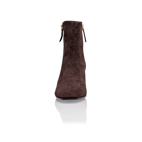 Arina Dress Ankle Bootie with a Block Heel in Café Joan Oloff Shoes