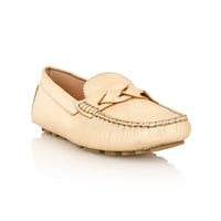 PIPER Leather Driving Loafer Gold Metallic Joan Oloff Shoes