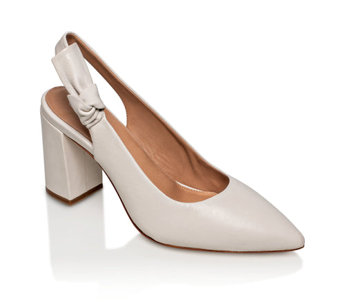 Daphne Leather Slingback Pump Off-White Joan Oloff Shoes